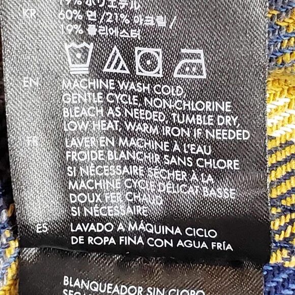 Brixton Shirt Men Medium Yellow Blue Plaid Long Sleeve Button Down - Picture 9 of 11